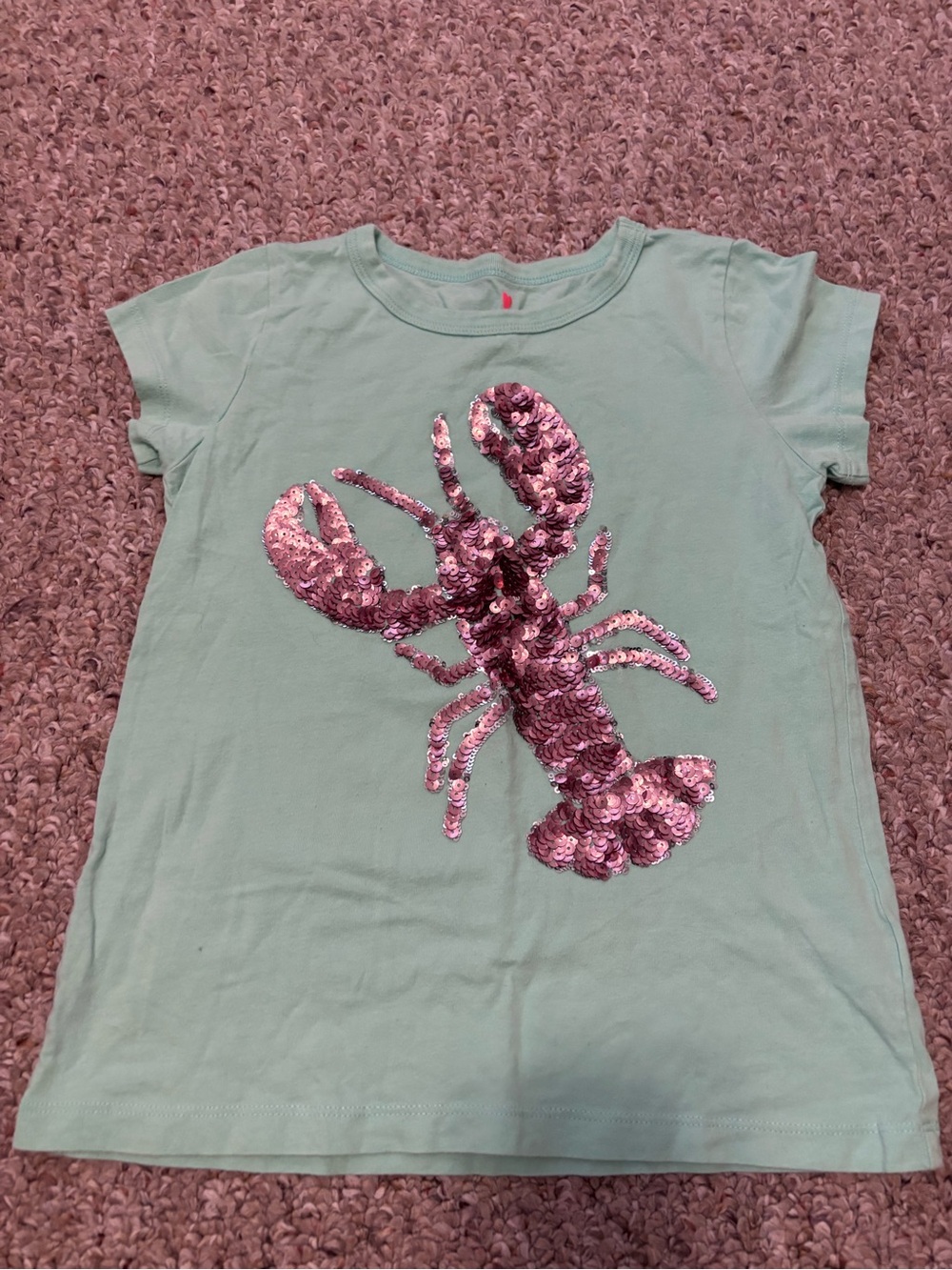 Crewcuts Mint Green Tee with Pink Sequin Lobster